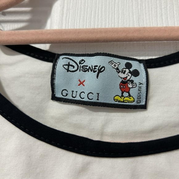 Gucci x Disney Collaboration Mickey Mouse Embroidered T-Shirt Ringer Tee Cropped - Picture 2 of 7